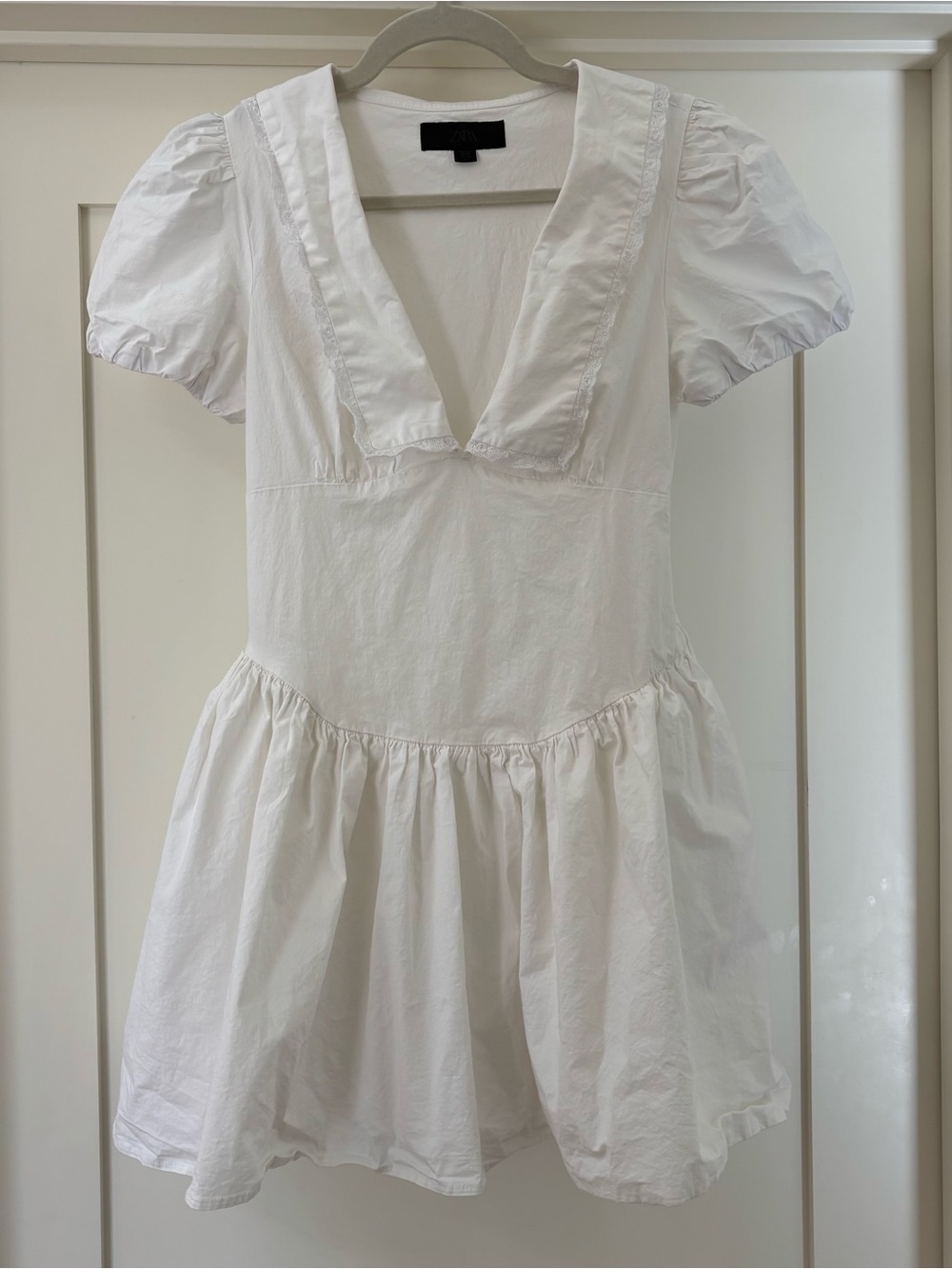 Zara Peter Pan collar poplin white mini dress 0881/314 Small - Picture 2 of 10